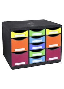 Exacompta Cassettiera Store-Box Multi 313798D, 11 cassetti, box PS monoblocco in orizzontale, (PxlxAlt) 27x35,5x27,1 cm, gamma Iderama, nero/ass