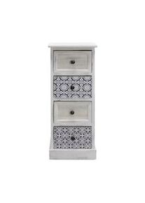 Rebecca Mobili Cassettiera in Legno Bianco Grigio con 4 Cassetti per Bagno Shabby Chic 76x30x25 cm