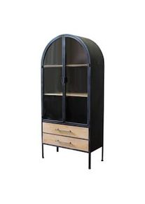 Milani Home HENDRICKS vetrina industrial in metallo con due cassetti cm 81,5 x 40 x 180 h colore Antracite