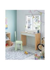 Dmora Scrivania Fresno, Scrittoio lineare con cassetto, Tavolo da studio o ufficio porta PC, 82x40h77 cm, Rovere nodi e Bianco