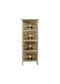 Rebecca Mobili Cassettiera Mobile Bagno 4 Cassetti Legno Bianco Marrone 75x26x30