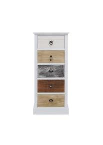 Rebecca Mobili Cassettiera Shabby 5 Cassetti Bianco Marrone Grigio 84x37x27