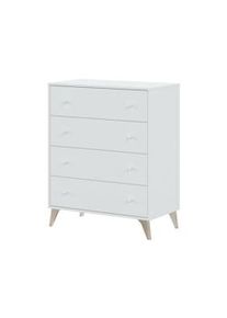 Dmora Cassettiera Denver, Settimanale a 4 cassetti, Mobile Comò per camera da letto, Comò moderno, 78x40h95 cm, Bianco