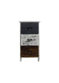 Rebecca Mobili Comodino 3 Cassetti Legno Retro Bianco Grigio Marrone 58x28x28
