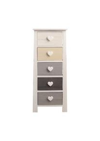 Rebecca Mobili Cassettiera Comodino 5 Cassetti Colorati Cuore 87x37x27