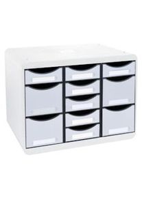 Exacompta Cassettiera Store-Box Multi 313740D, 11 cassetti, box PS monoblocco in orizzontale, (PxlxAlt) 27x35,5x27,1 cm, gamma Office, grigio chiaro