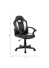 Dmora Sedia da gaming Hervey, Poltrona da gaming ragazzo, Sedia da scrivania, 56x55h89/100 cm, Nero e Bianco