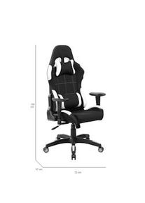 Dmora Sedia da gaming Bundaberg, Poltrona da gaming adulto, Sedia da scrivania, 57x72h124/134 cm, Nero e Bianco