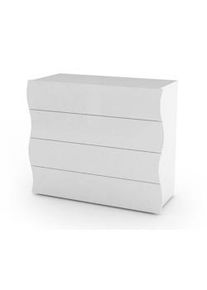 Dmora Cassettiera Mattia, Settimanale 4 cassetti, Comò per camera da letto, 100% Made in Italy, cm 98x40h82, Bianco lucido