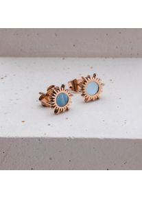 Holzkern Earrings Women Rose Gold and Blue Nacre