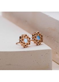 Holzkern Earrings Women Rose Gold and Blue Nacre