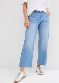 Jean droit taille mi-haute et élastiquée raccourci - bleu - taille 48 avec coton - bonprix