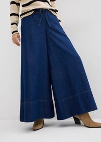 Jean large taille mi-haute et élastiquée - bleu - taille 44 avec coton - bonprix