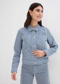 Veste en jean rayée raccourcie - bleu - taille 56 avec coton - bonprix