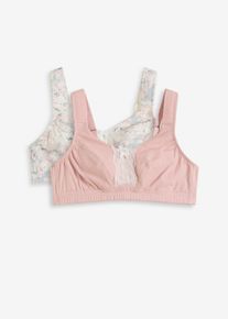 Lot de 2 soutiens-gorge coton sans armatures - rose - taille 110C avec coton - bonprix