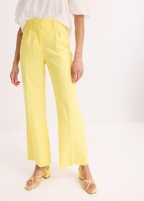 Pantalon palazzo en lin m&eacute;lang&eacute; a&eacute;rien - jaune - taille 54 - bonprix