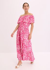 Robe midi col Bardot en viscose extensible - blanc - taille 38/40 (S) - Viscose - bonprix