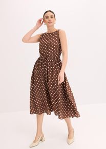 Robe midi avec lien à nouer - marron - taille 46 - bonprix