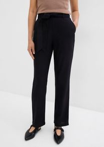 Pantalon taille élastiquée dans un léger mélange lin-viscose - noir - taille 40 - lin,Viscose - bonprix