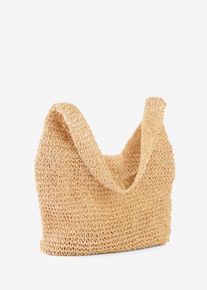 Shoppingveske i strå, beige, størrelse 35x35 cm, bonprix