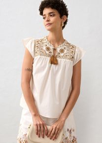 Tunika med silke og broderi, hvit, størrelse 52, bonprix