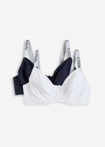 BH med bøyle og økologisk bomull (2-pack), hvit, størrelse 100C, bonprix