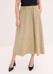 bonprix Mujer, Falda de piel sintética, gris, 36