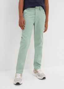 bonprix Pantalón chino slim fit, de algodón con elástico, verde, 176