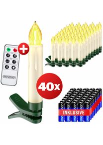 Monzana Kerstboomverlichting 40 LED Kaarsen Draadloos Warmwit