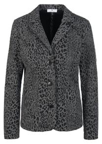 Peter Hahn - Jersey blazer met luipaardjacquard, grijs, Maat 36, viscose