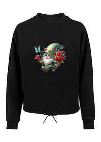 F4NT4STIC Sweat-shirt 'Gnom Fr&uuml;hling Blu Schmetterling' Femme noir taille M