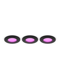 PHILIPS Hue White & Color Ambiance Slim Recessed 90mm 450lm 3-pack - Zwart