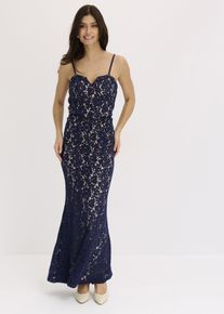 Abito di pizzo con spalline e fascetta in satin - Blu - Taglia 44 - bonprix
