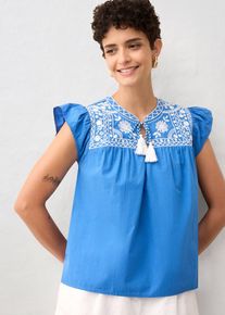 Tunica in misto seta con ricami, Blu, Taglia 46, bonprix