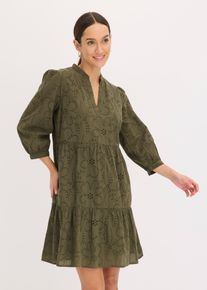 Abito tunica con ricami traforati - Verde - Taglia 58 - bonprix