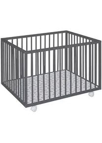 My Baby Lou Laufgitter , Grau , Holz, Kunststoff , Buche , Hartholz , 75x68x100 cm , gepolsterter Boden, höhenverstellbar, schadstoffgeprüft , Baby & Kindermöbel, Babyzimmer, Laufgitter