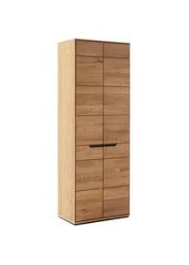 Linea Natura Garderobenschrank , Wildeiche , Metall , Wildeiche , massiv,furniert , 2 Fächer , 69x195x41 cm , FSC Mix , griffloses Öffnen , Garderobe, Garderoben-Sets & Garderoben-Serien, Garderoben-Serien