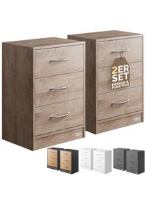 Casaria Nachtkastje Eloise 2 Stuks Eiken-look 54x39x28cm