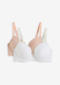bonprix Mujer, Sujetador push-up con aros y algodón orgánico (2 unidades), rosa, 110