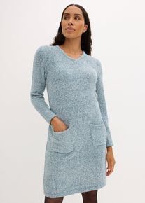 bonprix Femei Rochie tricotată din fleece, albastru, 40/42