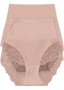 bonprix Figi panty shape, z cięciami laserowymi, średni stopień modelowania sylwetki (2 pary), beżowy, 48