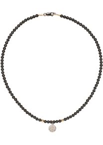 Catherine Michiels Bijouterie, Collier disque Argent Diamants agate noir FW2331 C en black