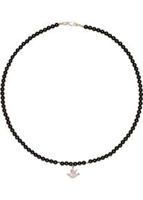 Catherine Michiels Bijouterie, Collier colombe Argent Diamants Agate noir FW2305 en black