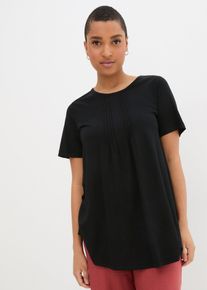 T-shirt in A-lijn korte mouw - zwart - maat 44/46 (L) - viscose - bonprix