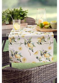 Tafelloper met citroenen - wit - maat 40x140 cm - bonprix