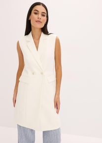Lang mouwloos vest - wit - maat 36 - bonprix