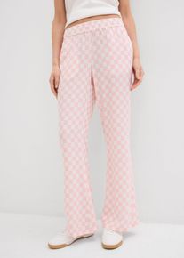 Geruite Marlene Dietrich broek van soepele viscose - roze - maat 44 - viscose - bonprix