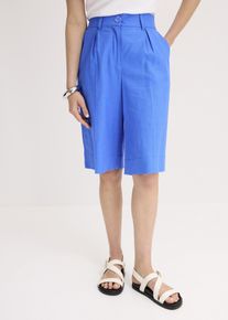 Wijde bermuda van een luchtige linnenmix - blauw - maat 52 - bonprix
