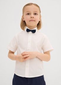 Overhemd met korte mouwen en strikje van puur katoen (2-dlg. set) - wit - maat 92 - 100% katoen - bonprix