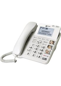 geemarc CL595 schnurgebundenes Seniorentelefon Freisprechen optische Anrufsignalisierung wei&szlig;